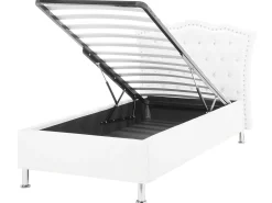 Letto contenitore Pelle sintetica METZ 90 x 200 cm Bianco