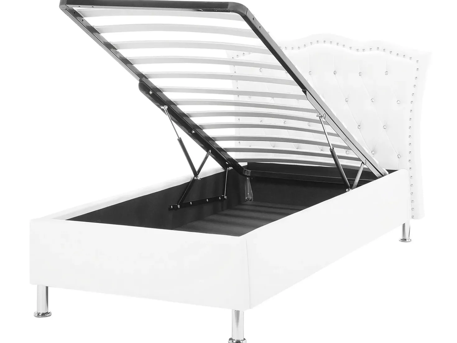 Letto contenitore Pelle sintetica METZ 90 x 200 cm Bianco