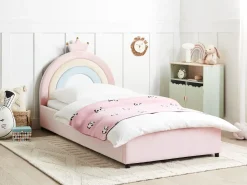 Letto contenitore per bambini Corona Velluto GRISETOT 90 x 200 cm Rosa