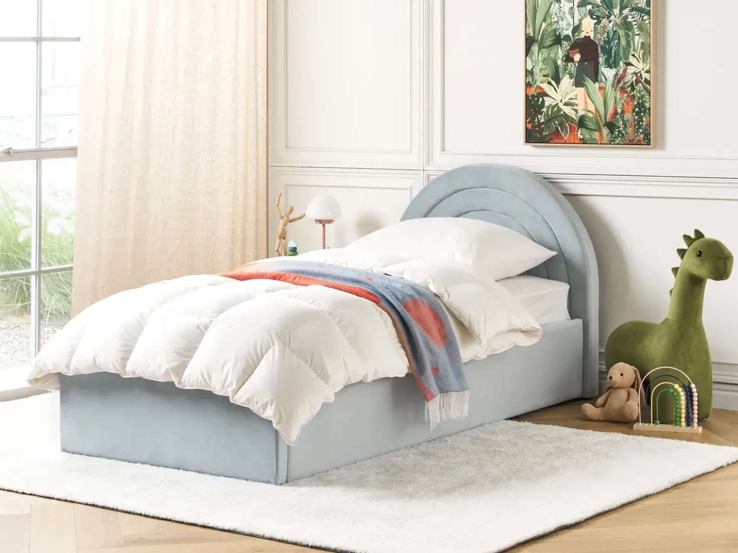 Letto contenitore per bambini Velluto ANET 90 x 200 cm Azzurro