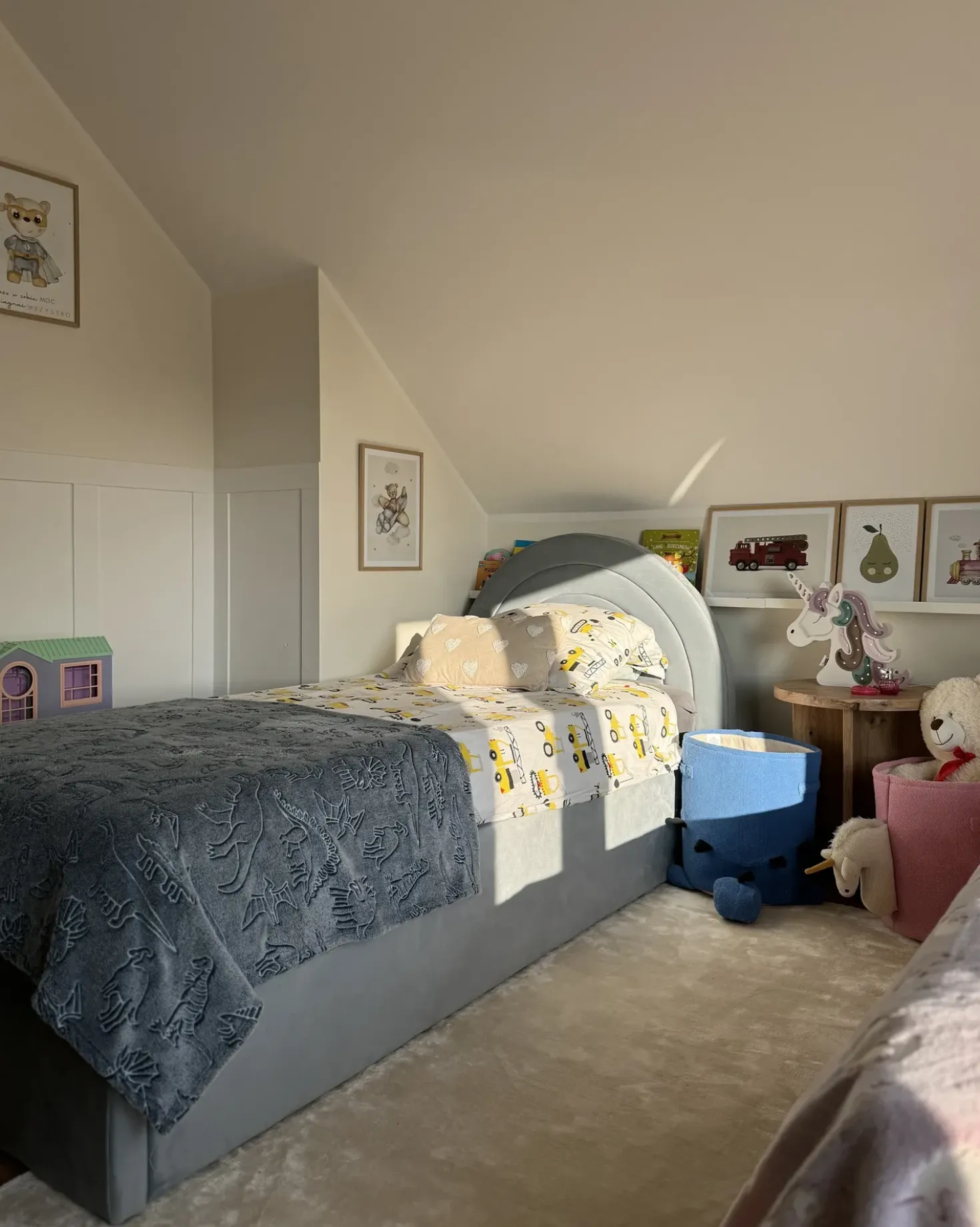 Letto contenitore per bambini Velluto ANET 90 x 200 cm Azzurro