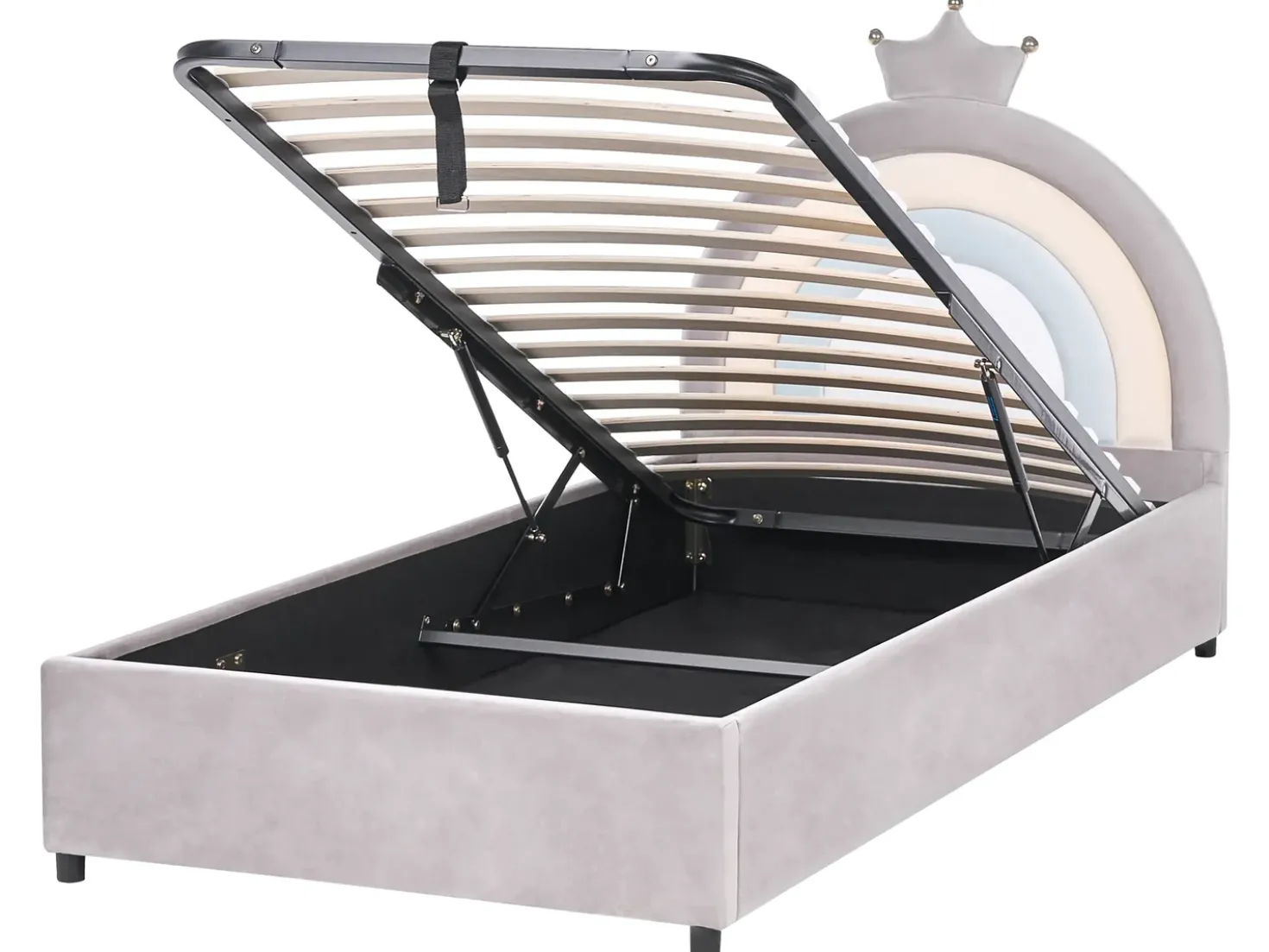 Letto contenitore per bambini Corona Velluto GRISETOT 90 x 200 cm Grigio