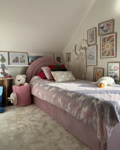 Letto contenitore per bambini Velluto ANET 90 x 200 cm Rosa