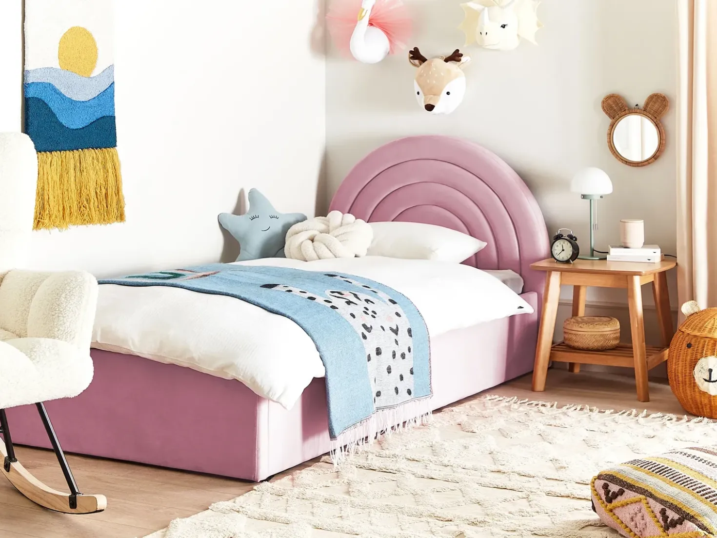 Letto contenitore per bambini Velluto ANET 90 x 200 cm Rosa