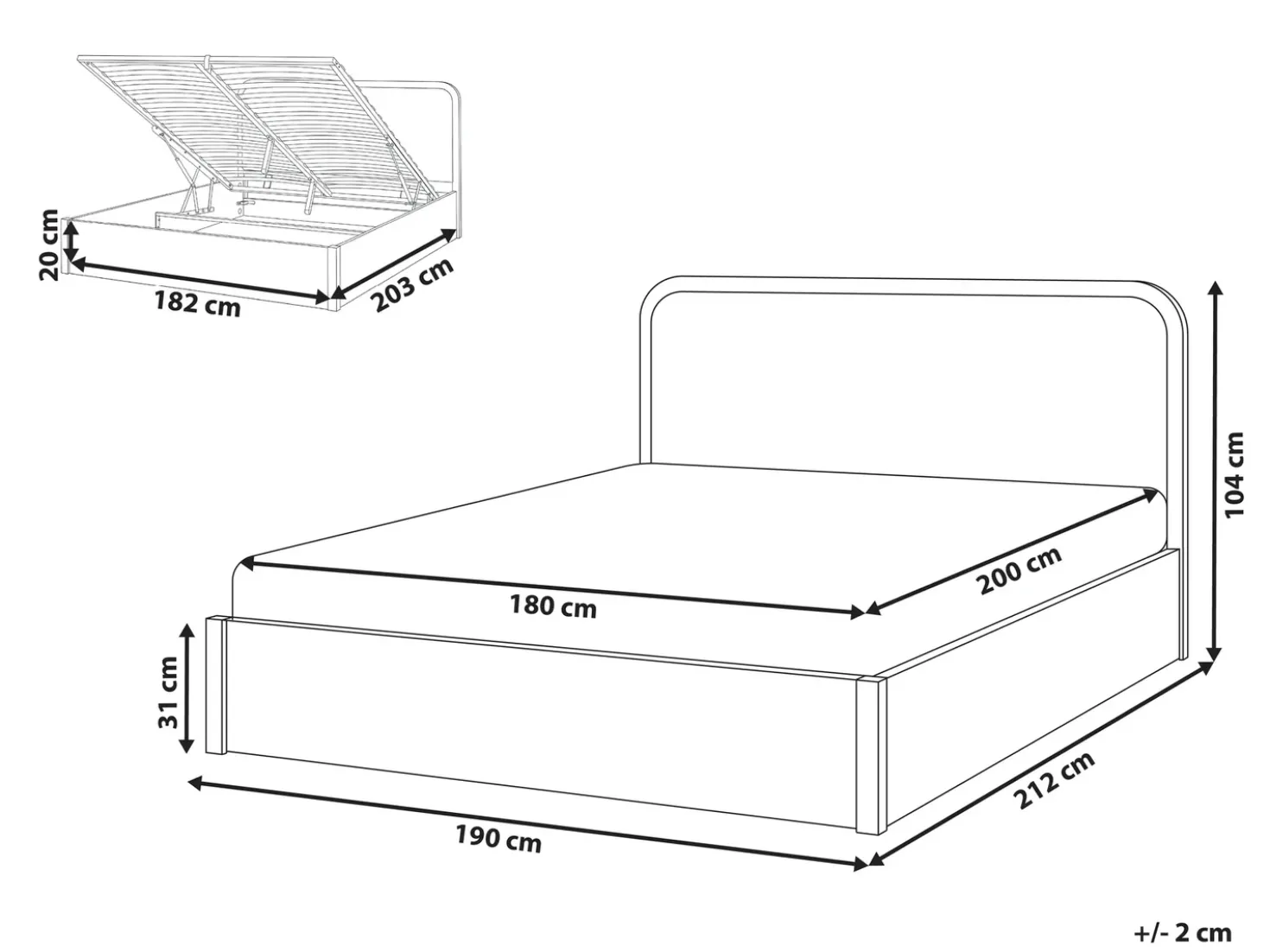 Letto contenitore PEROUGES 180 x 200 cm Marrone chiaro