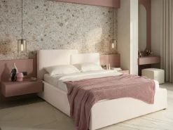 Letto contenitore Tessuto LAGARDE 160 x 200 cm Bianco sporco