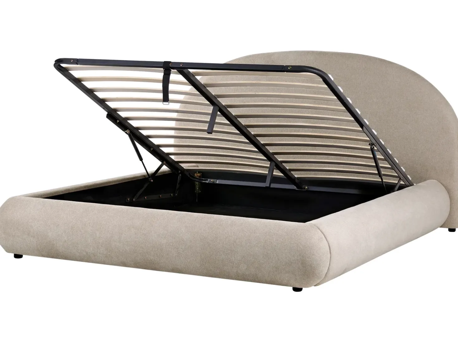 Letto contenitore Tessuto GRASSE 180 x 200 cm Tortora