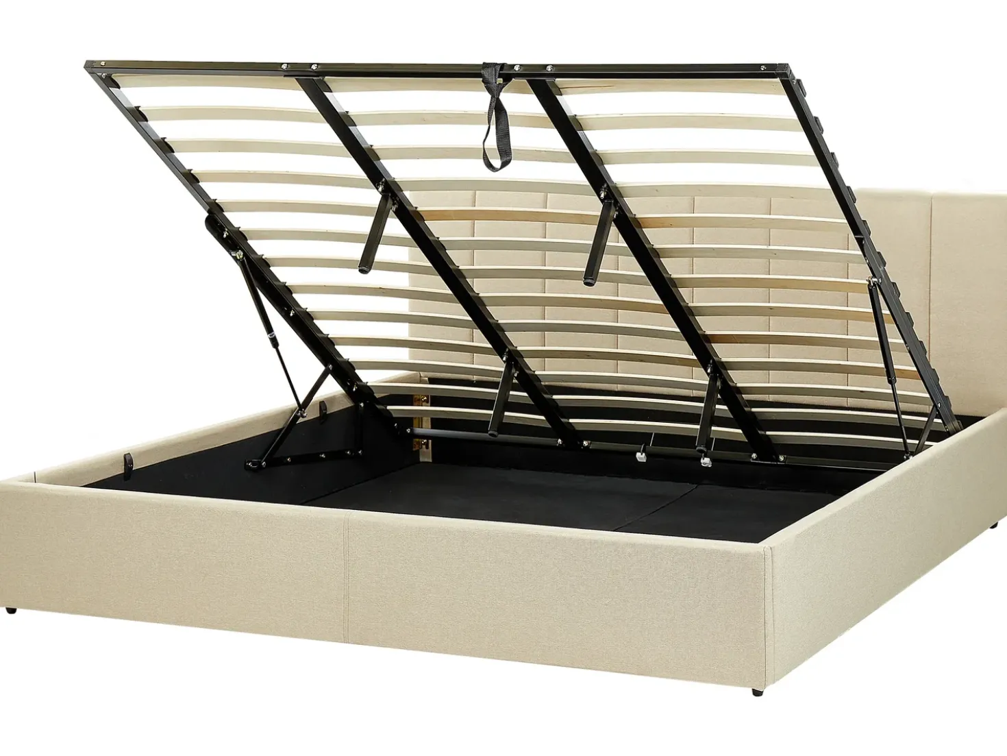 Letto contenitore Tessuto DREUX 180 x 200 cm Beige