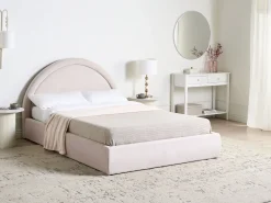 Letto contenitore Tessuto MOUZON 140 x 200 cm Beige chiaro
