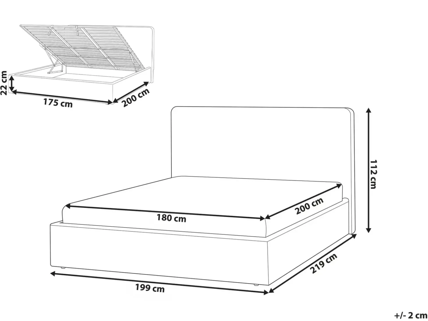 Letto contenitore Tessuto BRENON 180 x 200 cm Beige chiaro
