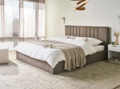 Letto contenitore Tessuto TARASCON 180 x 200 cm Tortora
