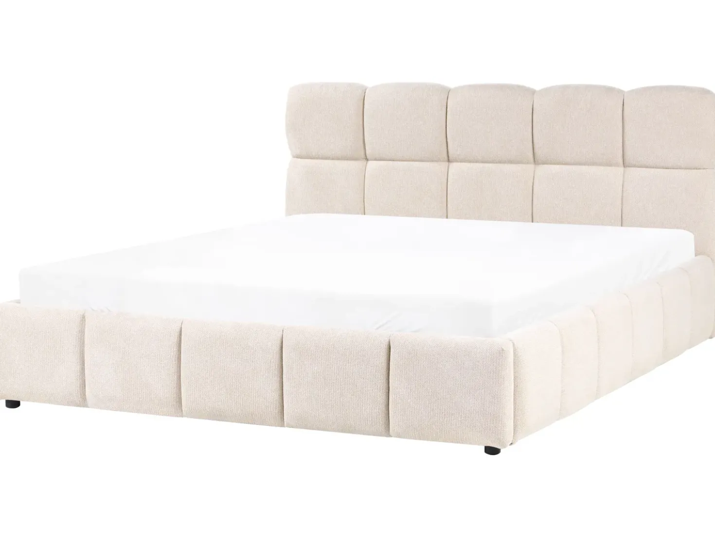 Letto contenitore Tessuto NOYON 180 x 200 cm Beige chiaro