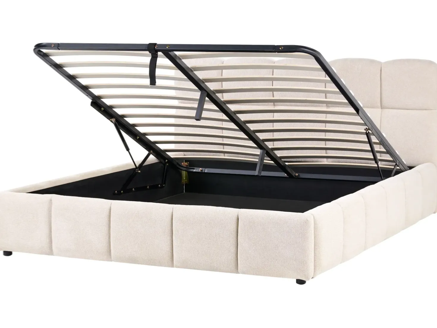 Letto contenitore Tessuto NOYON 180 x 200 cm Beige chiaro