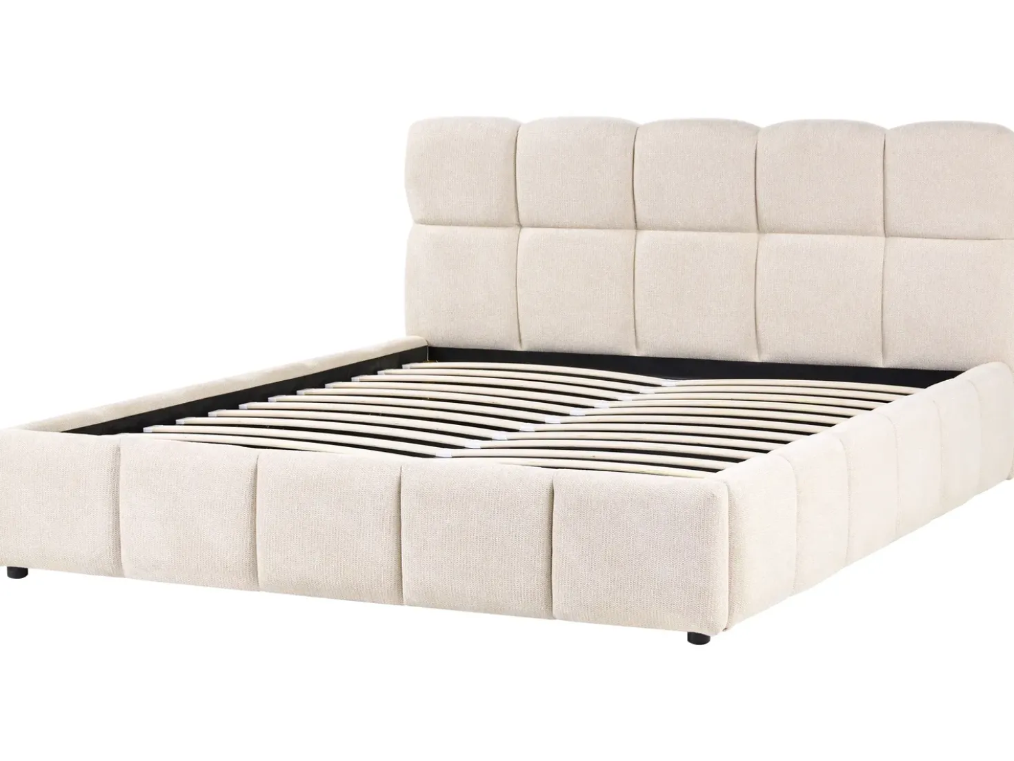 Letto contenitore Tessuto NOYON 180 x 200 cm Beige chiaro