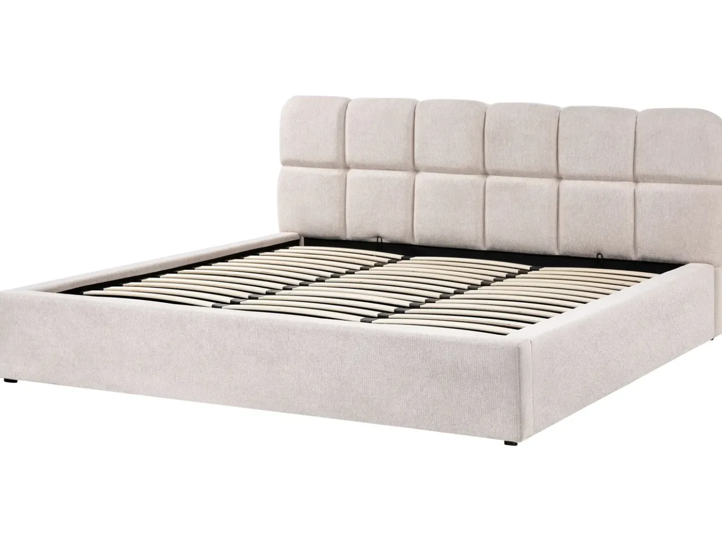 Letto contenitore Tessuto BASTON 180 x 200 cm Beige chiaro