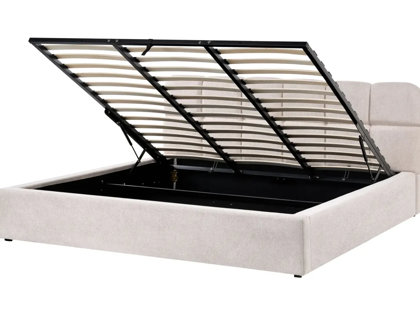 Letto contenitore Tessuto BASTON 180 x 200 cm Beige chiaro