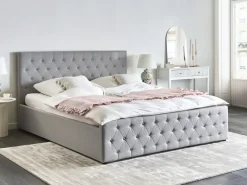 Letto contenitore Tessuto AMIENS 180 x 200 cm Grigio chiaro