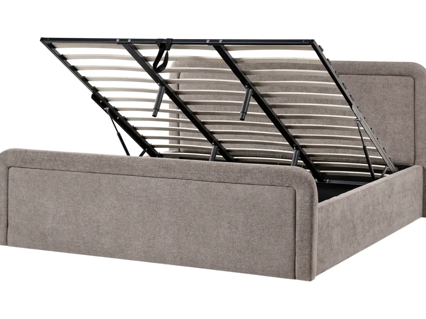 Letto contenitore Tessuto VIVIERS 180 x 200 cm Tortora
