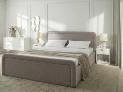 Letto contenitore Tessuto VIVIERS 180 x 200 cm Tortora