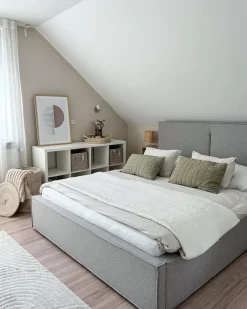 Letto contenitore Tessuto MOISSAC 160 x 200 cm Grigio chiaro