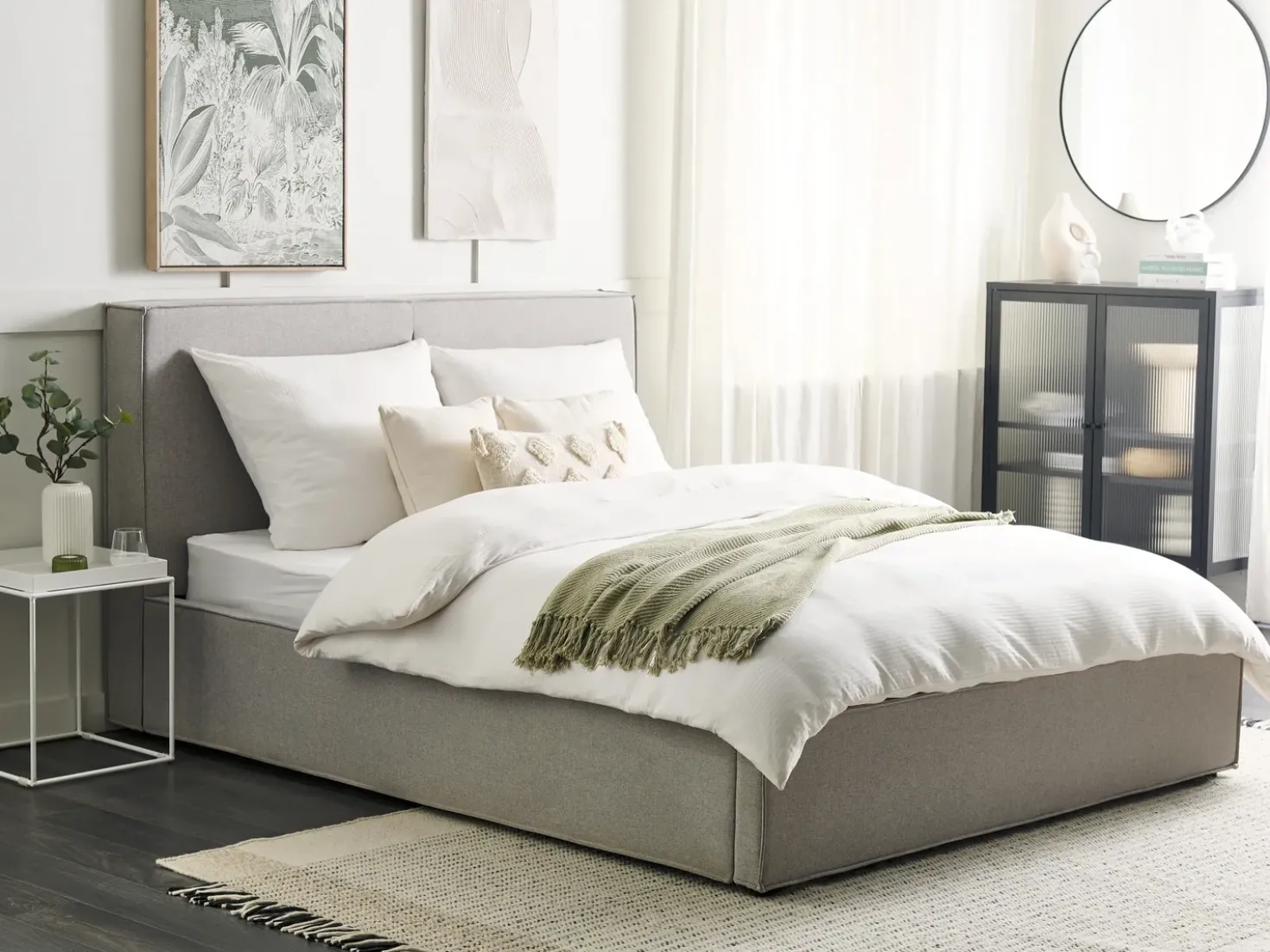 Letto contenitore Tessuto MOISSAC 160 x 200 cm Grigio chiaro
