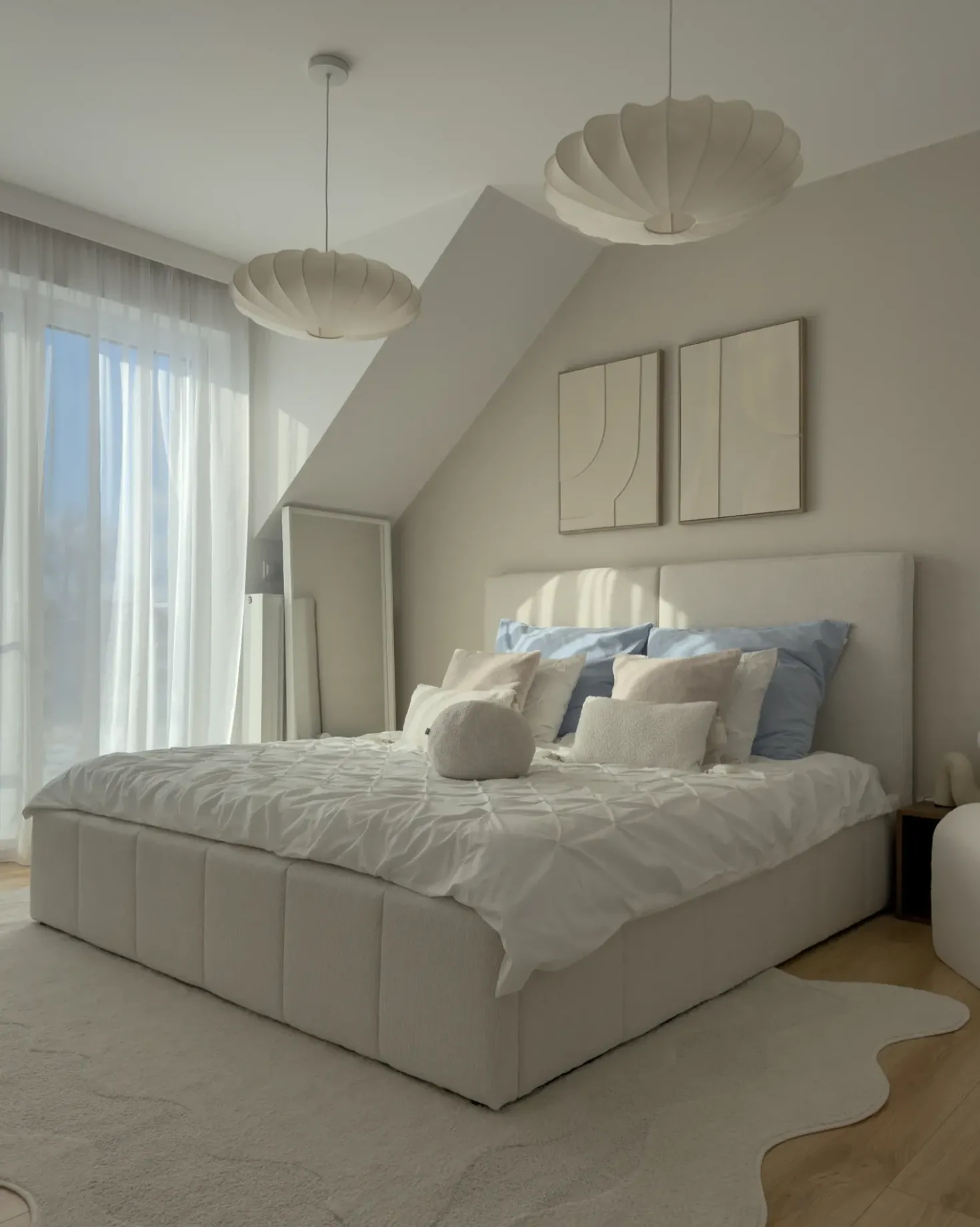Letto contenitore Tessuto CASTELNAVET 180 x 200 cm Bianco sporco