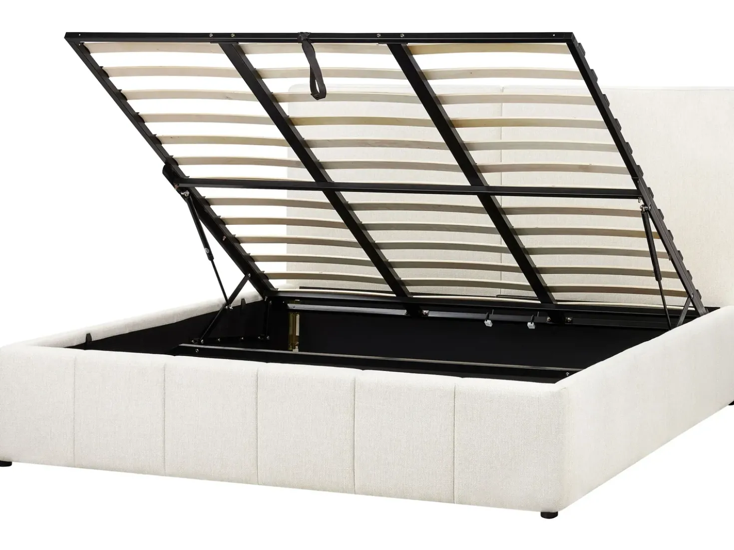 Letto contenitore Tessuto CASTELNAVET 180 x 200 cm Bianco sporco