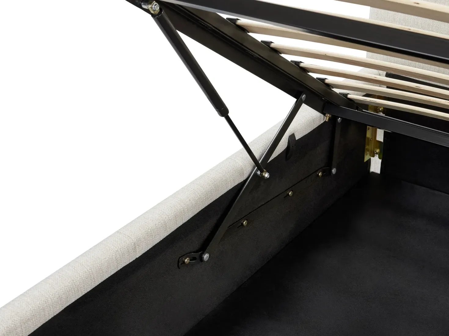 Letto contenitore Tessuto CASTELNAVET 180 x 200 cm Bianco sporco