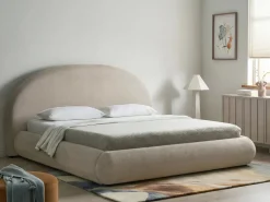 Letto contenitore Tessuto GRASSE 180 x 200 cm Beige chiaro