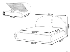 Letto contenitore Tessuto GRASSE 180 x 200 cm Beige chiaro