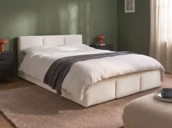 Letto contenitore Tessuto BOUSSE 140 x 200 cm Bianco sporco