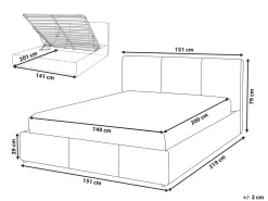 Letto contenitore Tessuto BOUSSE 140 x 200 cm Bianco sporco
