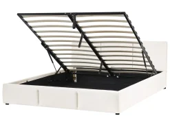 Letto contenitore Tessuto BOUSSE 140 x 200 cm Bianco sporco