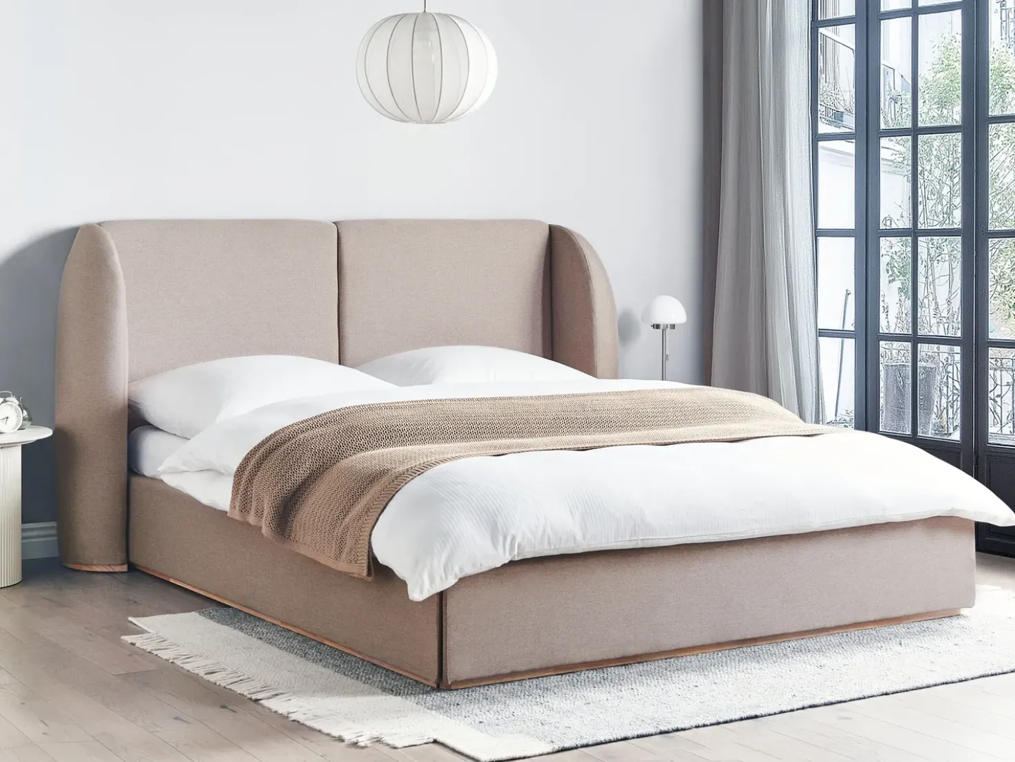 Letto contenitore Tessuto MONESTIER 180 x 200 cm Tortora