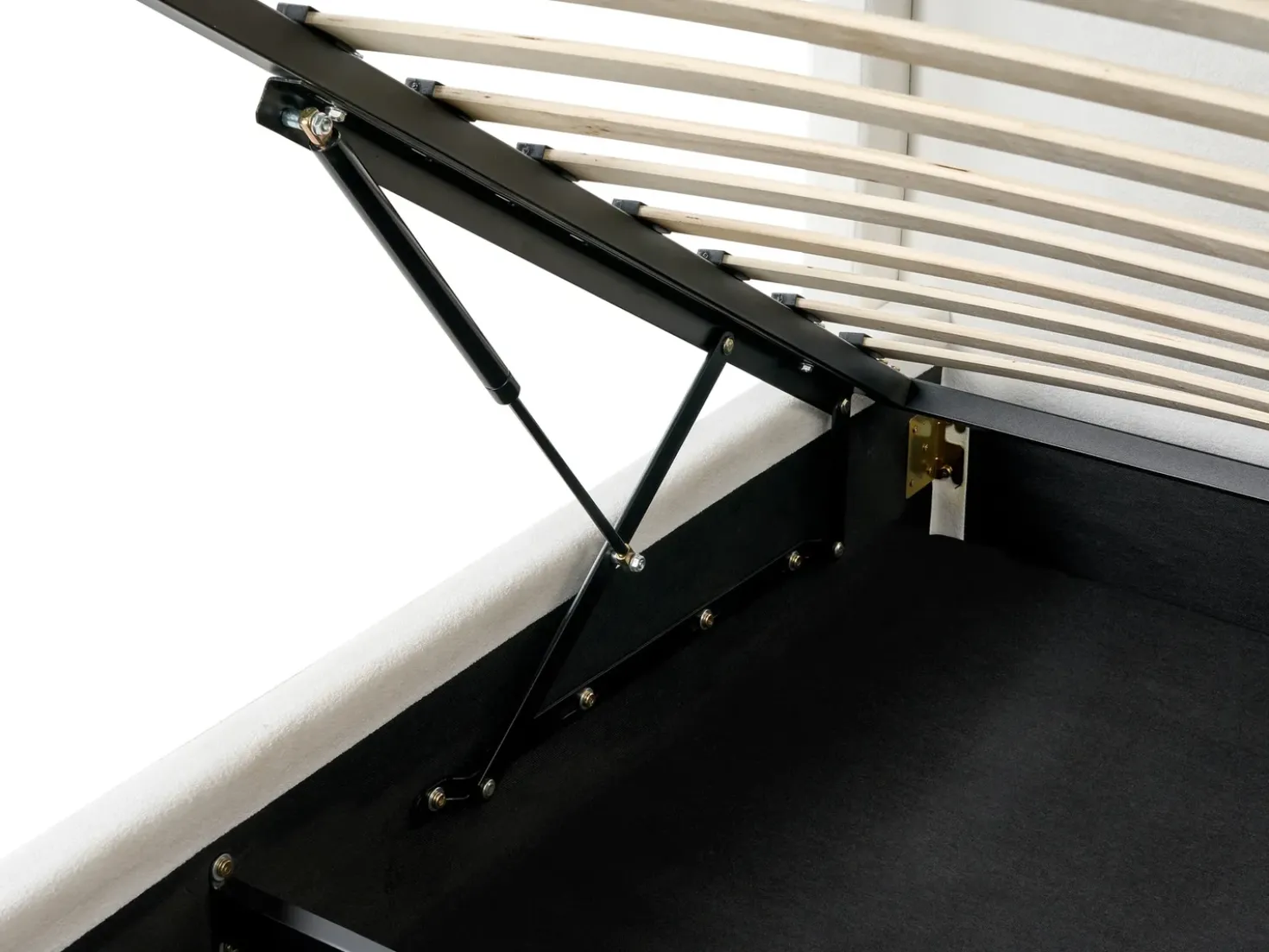 Letto contenitore Tessuto BERNAY 180 x 200 cm Bianco sporco