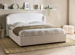 Letto contenitore Tessuto BERNAY 180 x 200 cm Bianco sporco