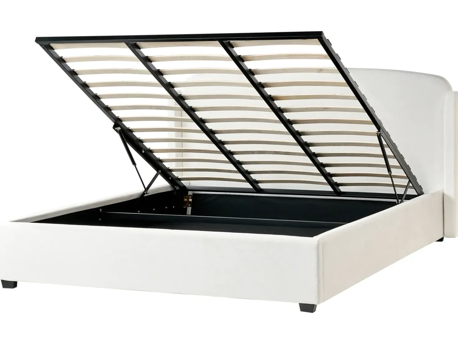 Letto contenitore Tessuto BERNAY 180 x 200 cm Bianco sporco