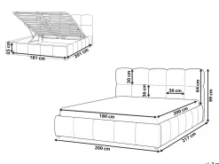 Letto contenitore Tessuto NOYON 180 x 200 cm Tortora