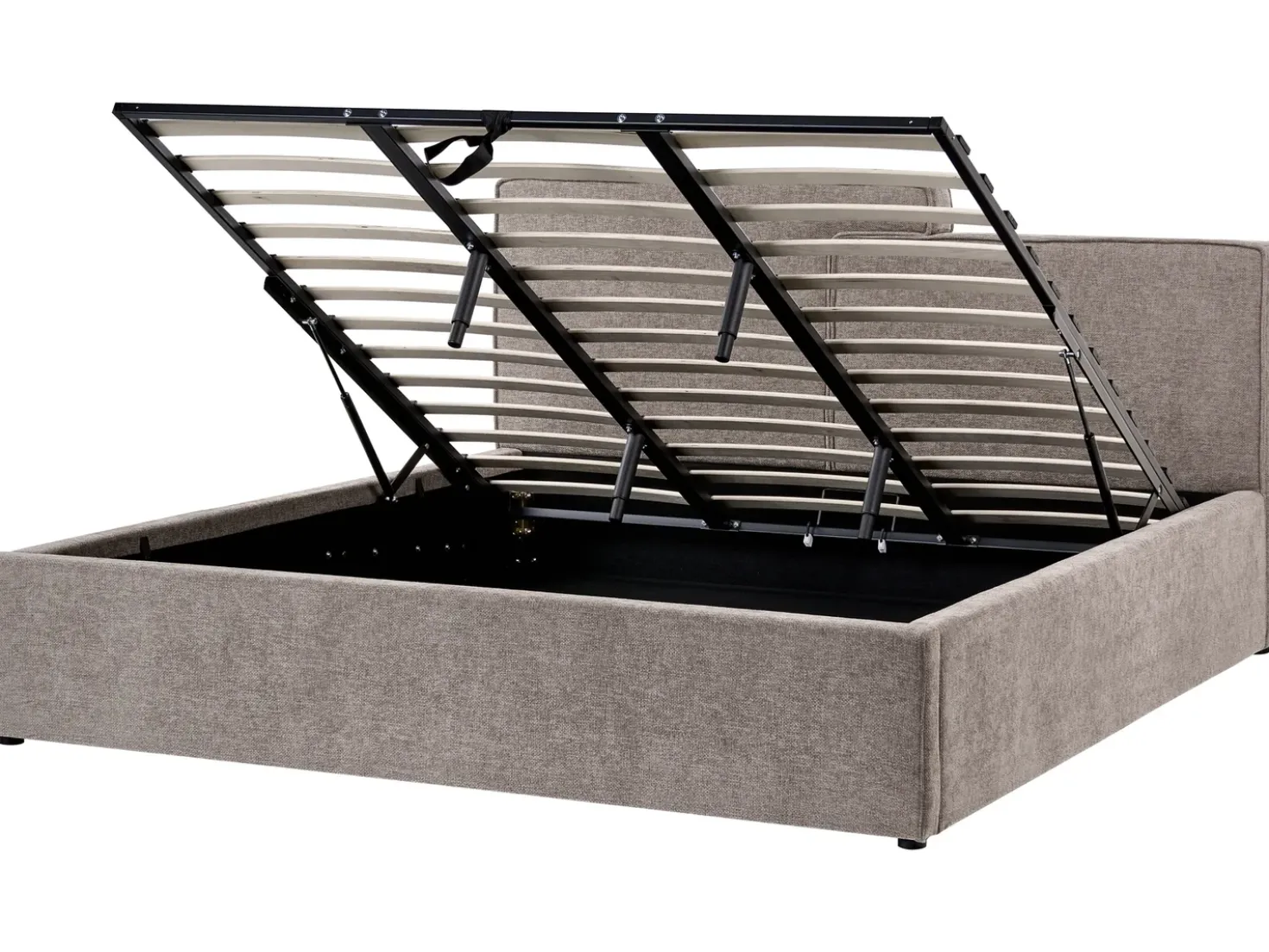 Letto contenitore Tessuto LAGARDE 180 x 200 cm Tortora