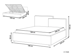 Letto contenitore Tessuto LAGARDE 180 x 200 cm Tortora