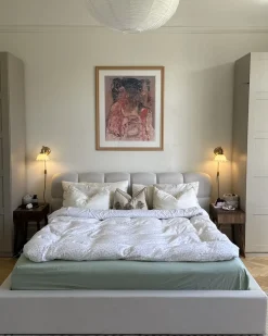 Letto contenitore Tessuto BASTON 180 x 200 cm Bianco sporco