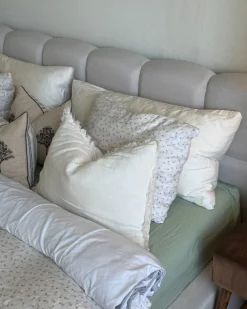 Letto contenitore Tessuto BASTON 180 x 200 cm Bianco sporco