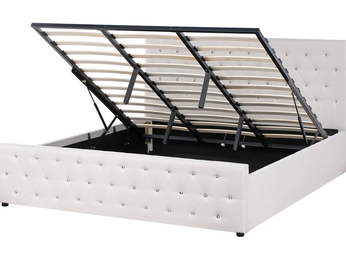 Letto contenitore Tessuto AMIENS 180 x 200 cm Beige