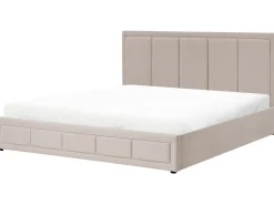 Letto contenitore Tessuto QUIBERON 180 x 200 cm Beige