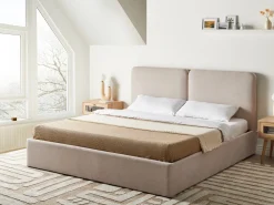 Letto contenitore Tessuto ARBOIS 180 x 200 cm Beige