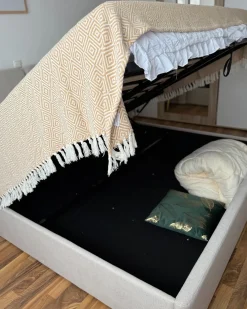 Letto contenitore Tessuto ARBOIS 180 x 200 cm Beige