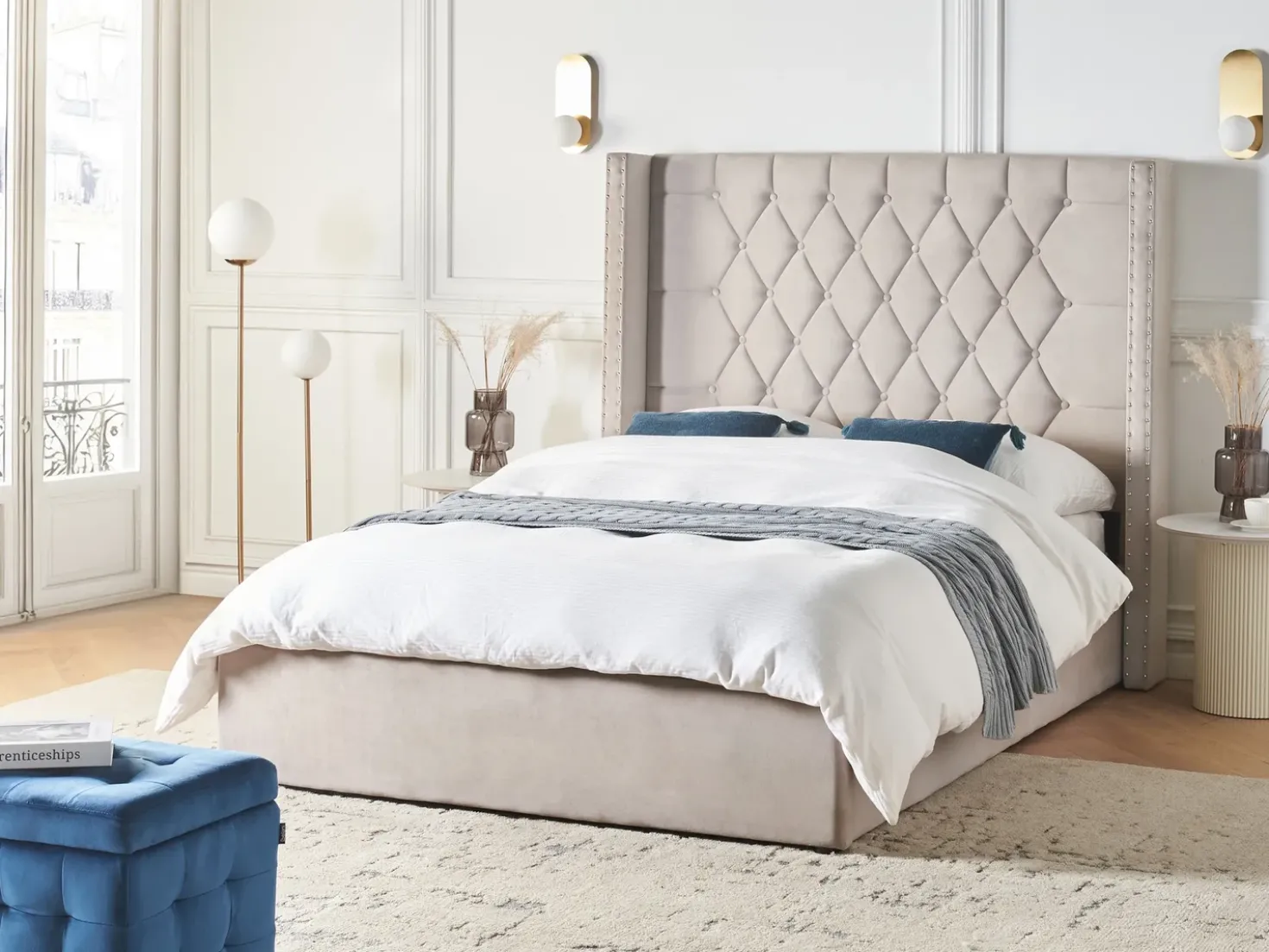 Letto contenitore Velluto LUBBON 140 x 200 cm Tortora