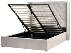 Letto contenitore Velluto LUBBON 140 x 200 cm Tortora