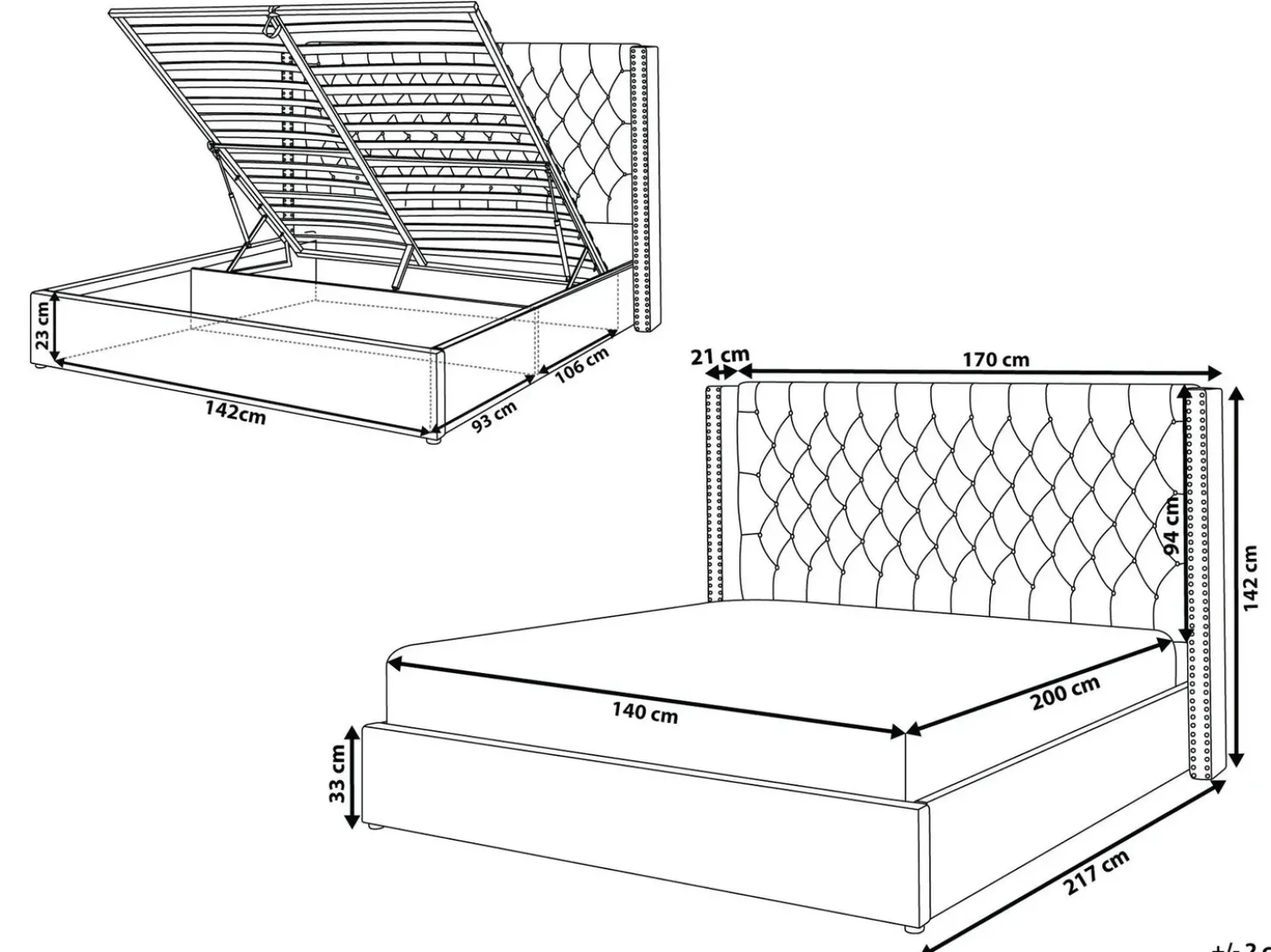 Letto contenitore Velluto LUBBON 140 x 200 cm Tortora