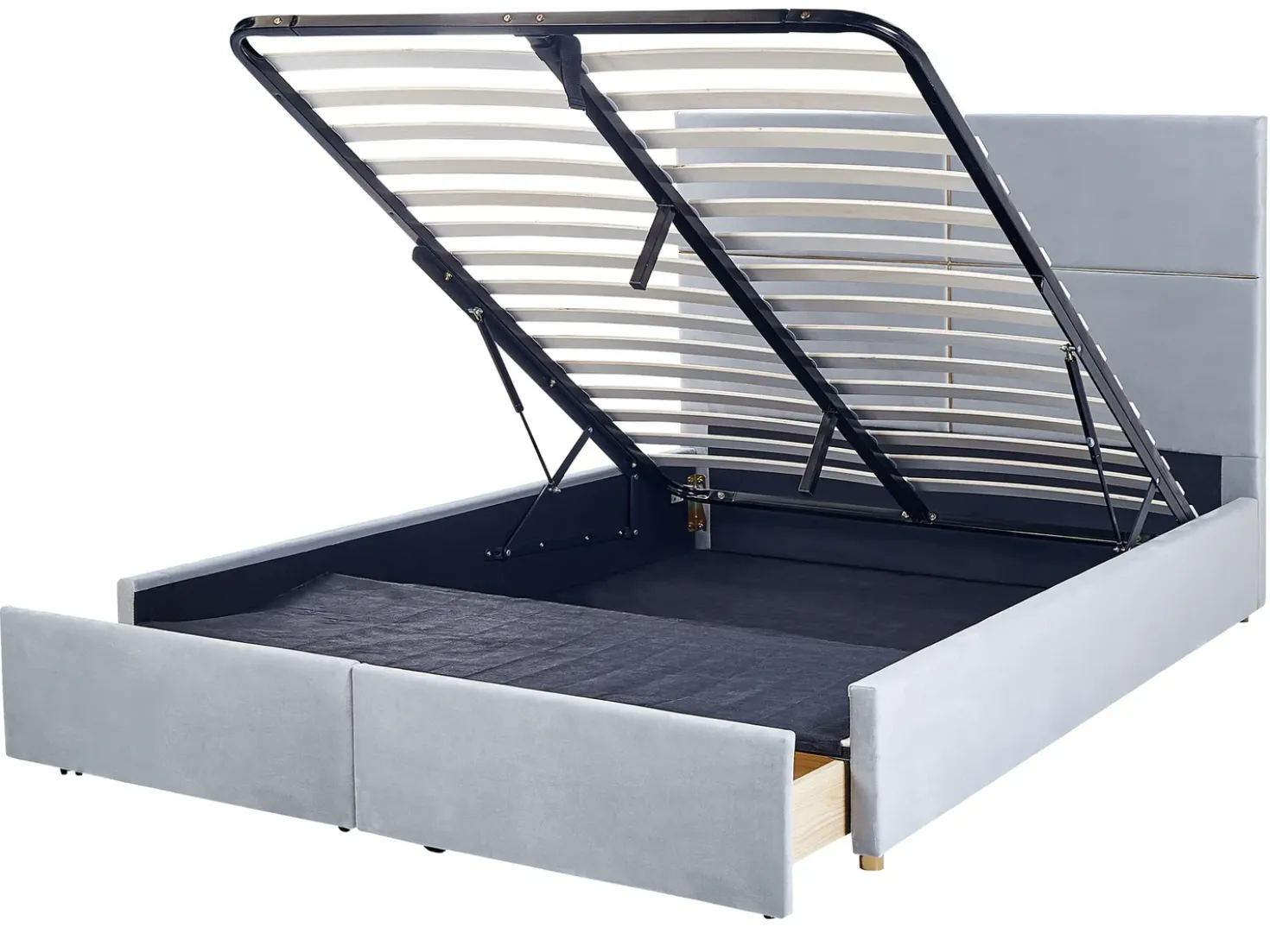 Letto contenitore Velluto VERNOYES 160 x 200 cm Grigio chiaro